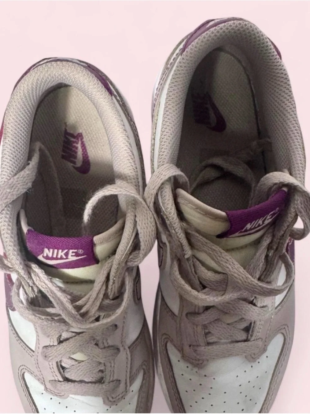 Nike Dunk Low Kids Sneaker White Gray Purple Youth Size 3
